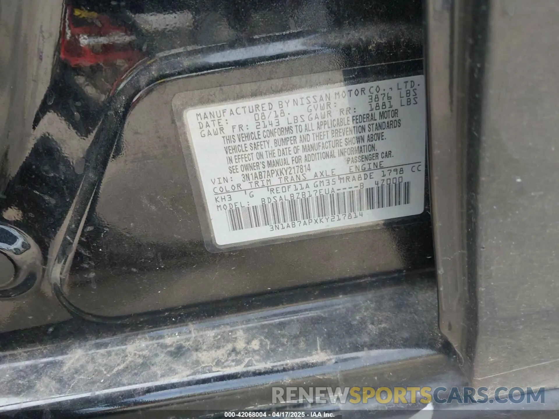 9 Photograph of a damaged car 3N1AB7APXKY217814 NISSAN SENTRA 2019