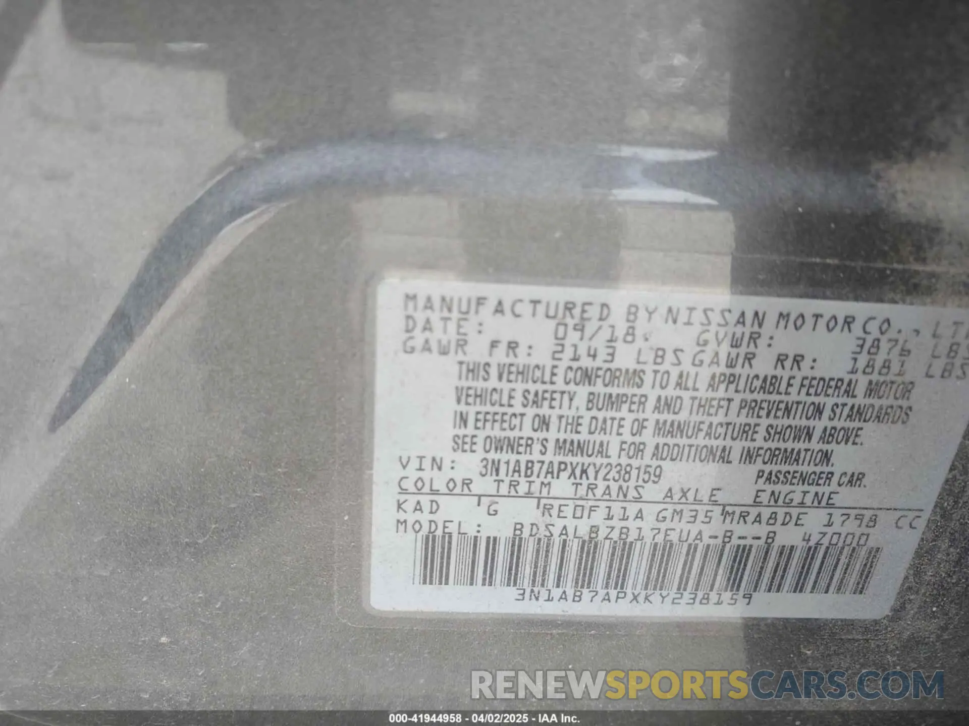 9 Photograph of a damaged car 3N1AB7APXKY238159 NISSAN SENTRA 2019