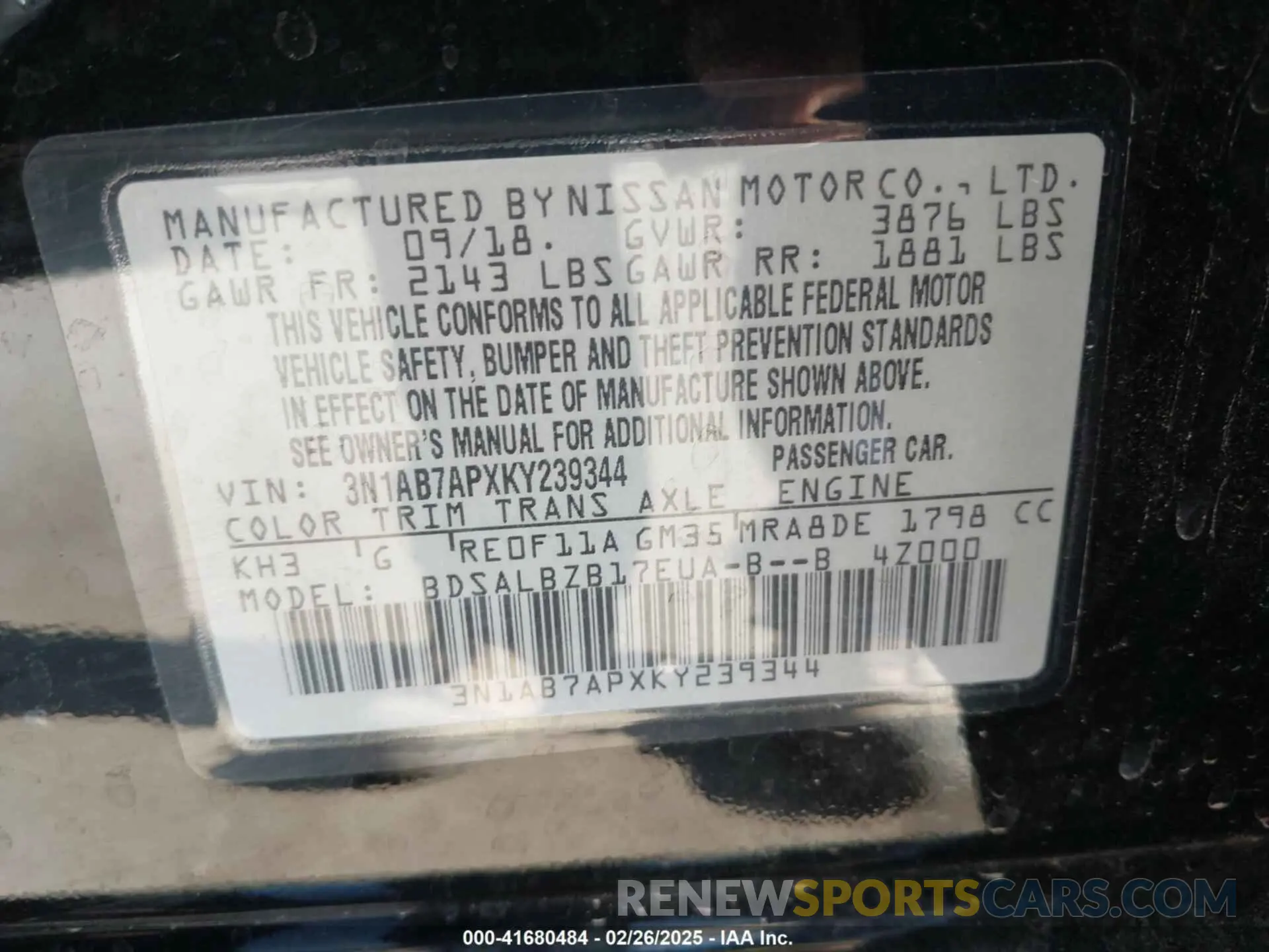 9 Photograph of a damaged car 3N1AB7APXKY239344 NISSAN SENTRA 2019