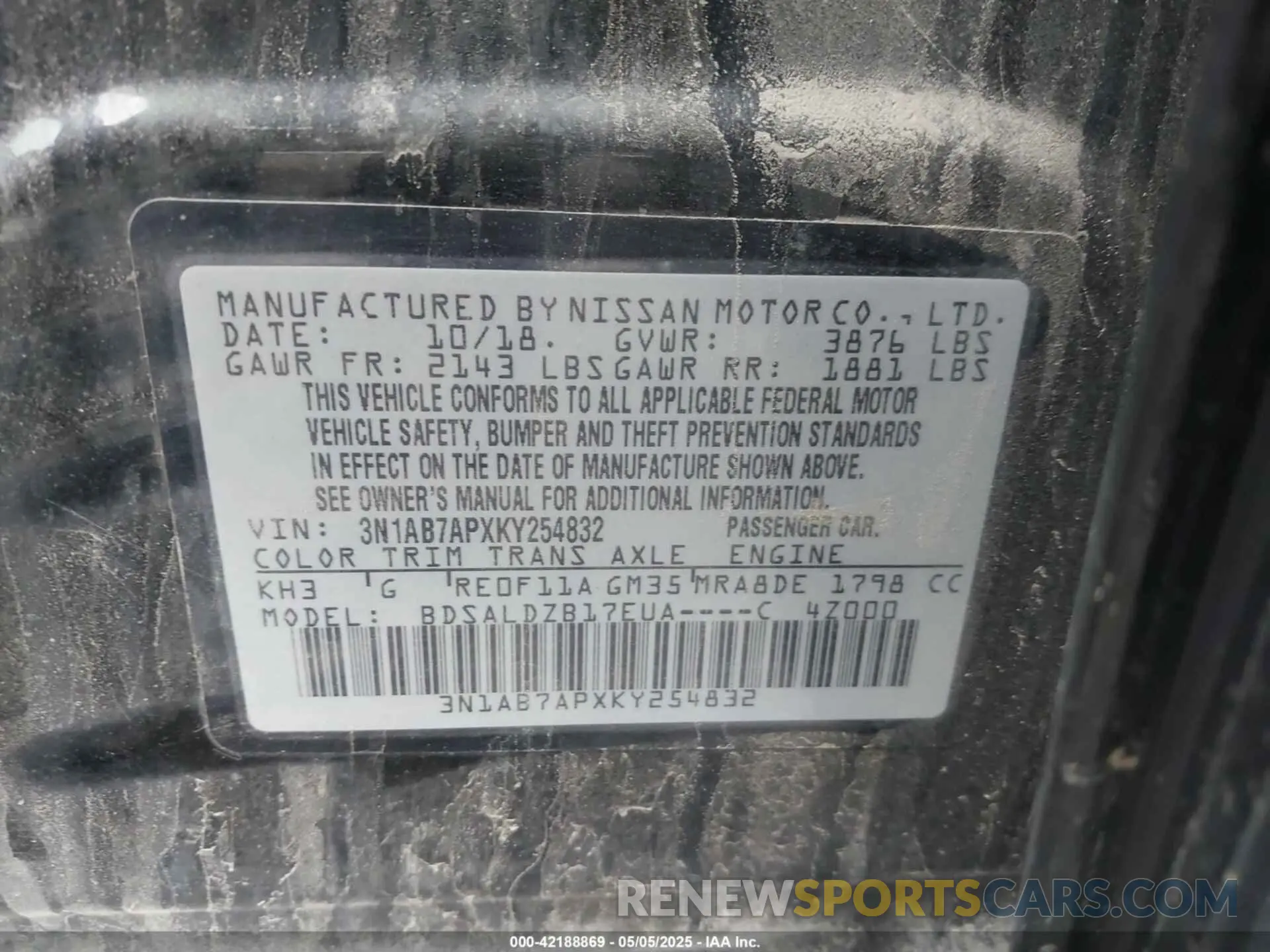 9 Photograph of a damaged car 3N1AB7APXKY254832 NISSAN SENTRA 2019