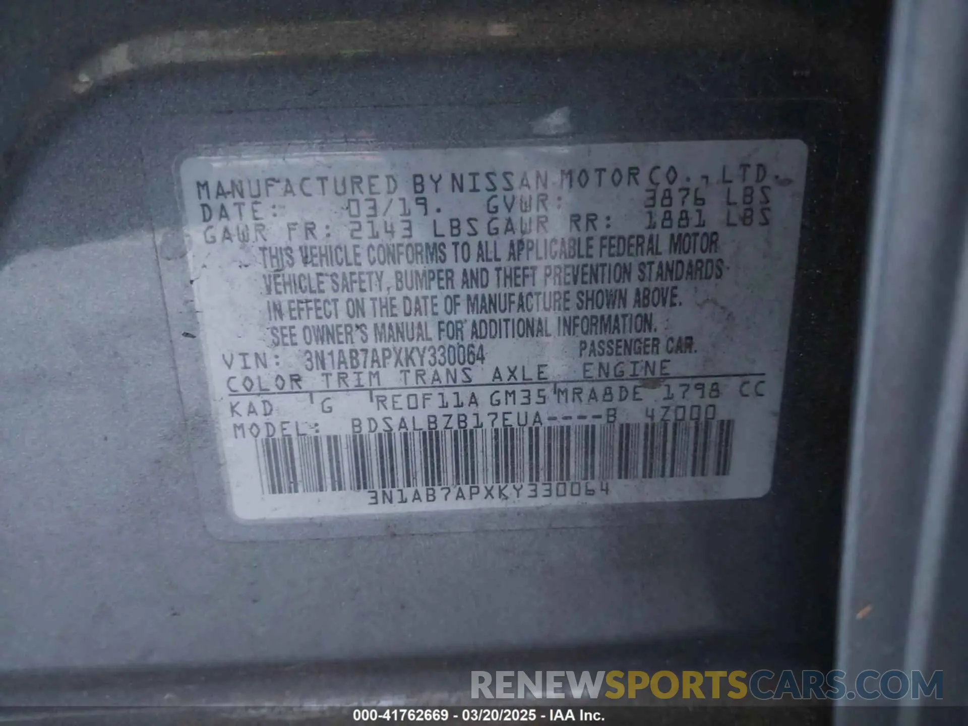 9 Photograph of a damaged car 3N1AB7APXKY330064 NISSAN SENTRA 2019