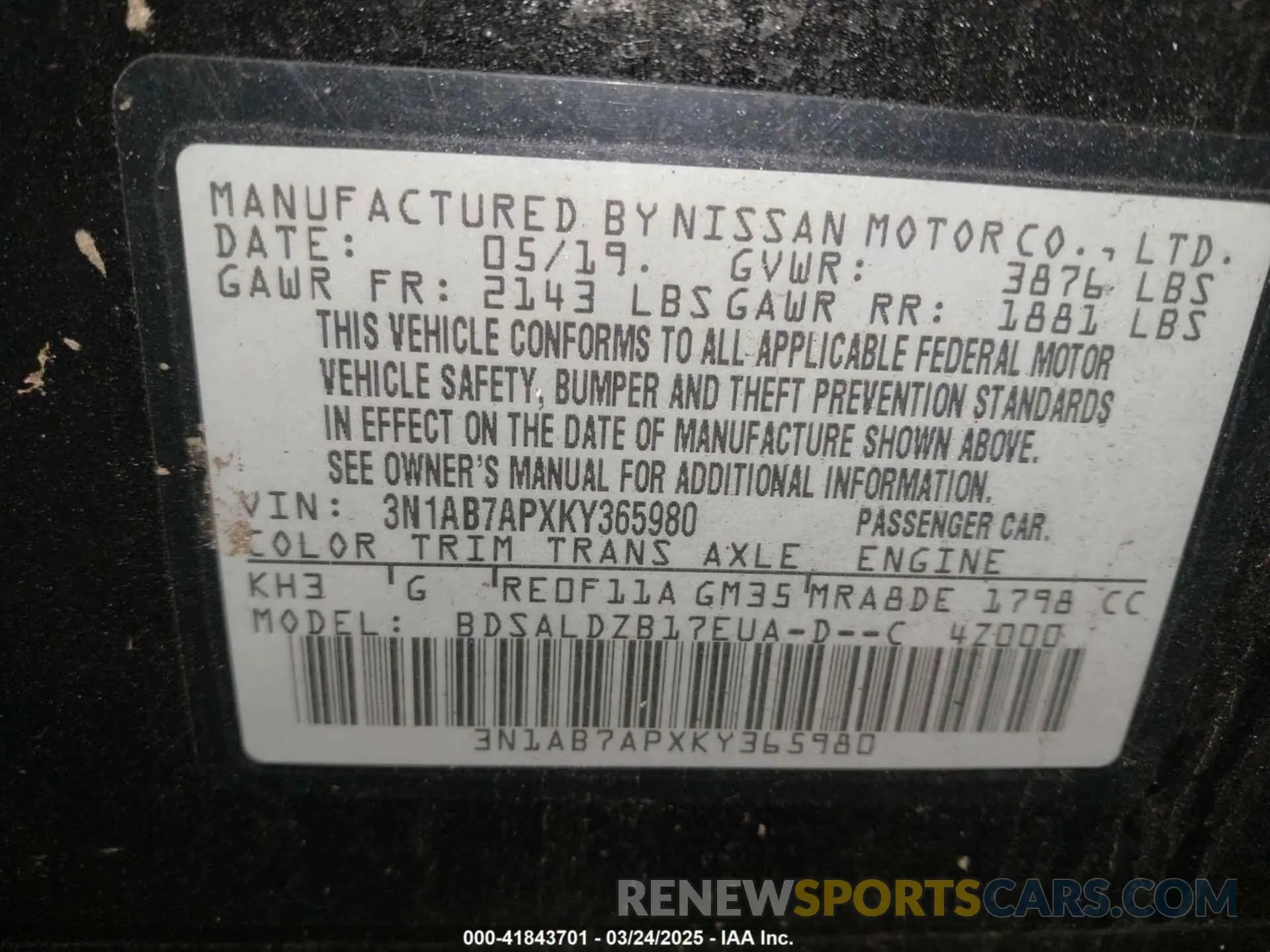 9 Photograph of a damaged car 3N1AB7APXKY365980 NISSAN SENTRA 2019