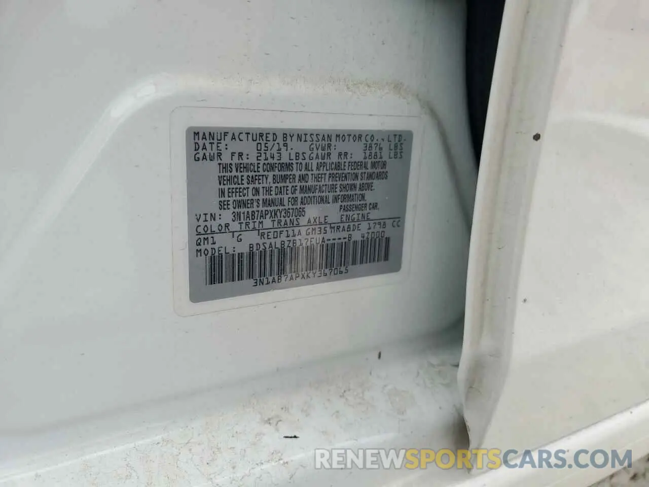 13 Photograph of a damaged car 3N1AB7APXKY367065 NISSAN SENTRA 2019