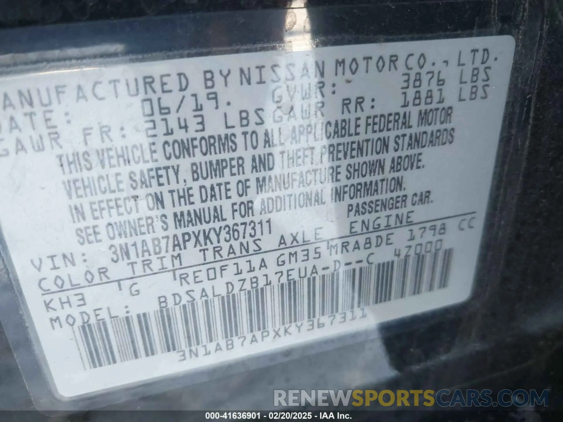 9 Photograph of a damaged car 3N1AB7APXKY367311 NISSAN SENTRA 2019
