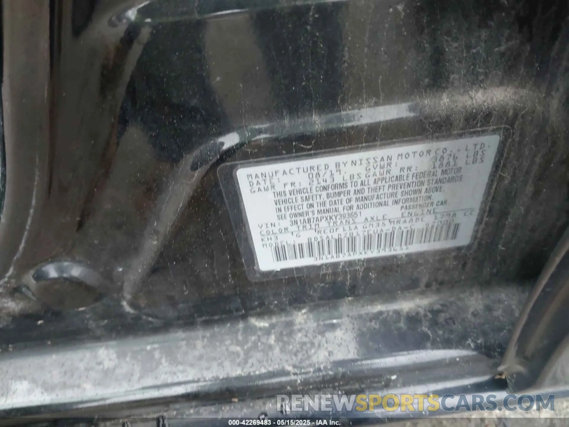 9 Photograph of a damaged car 3N1AB7APXKY393651 NISSAN SENTRA 2019