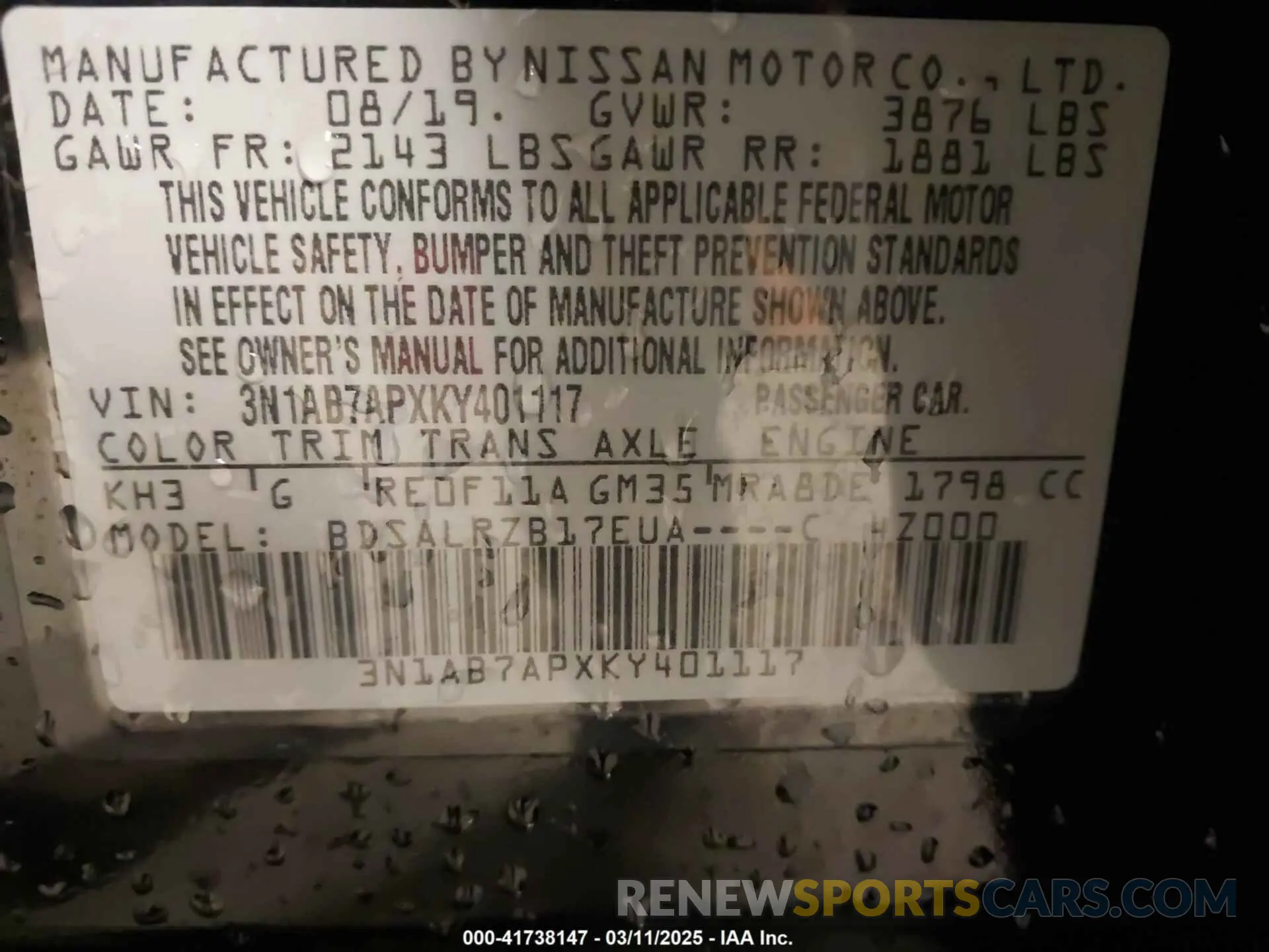 9 Photograph of a damaged car 3N1AB7APXKY401117 NISSAN SENTRA 2019