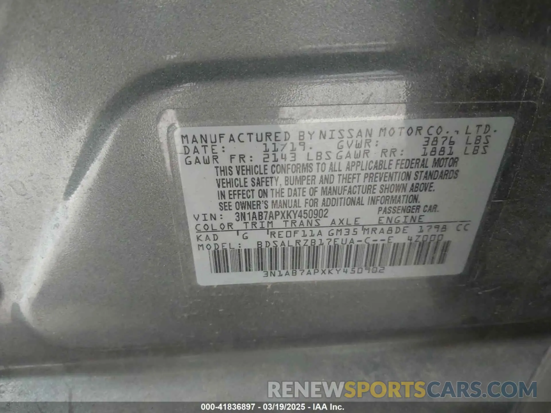 9 Photograph of a damaged car 3N1AB7APXKY450902 NISSAN SENTRA 2019
