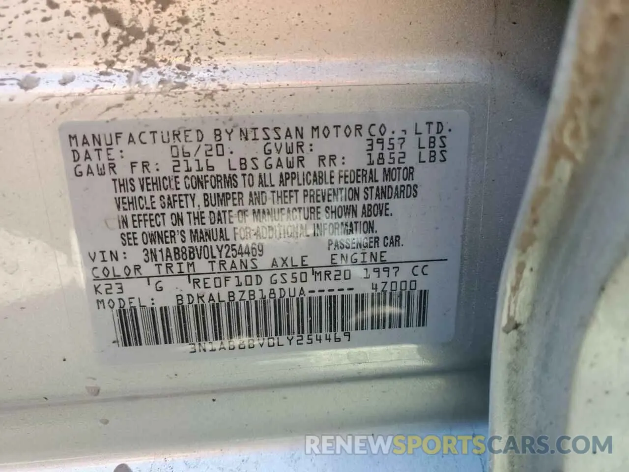 12 Photograph of a damaged car 3N1AB8BV0LY254469 NISSAN SENTRA 2020