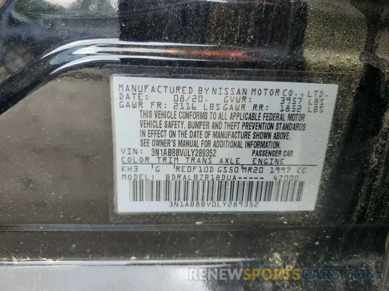 12 Photograph of a damaged car 3N1AB8BV0LY289352 NISSAN SENTRA 2020