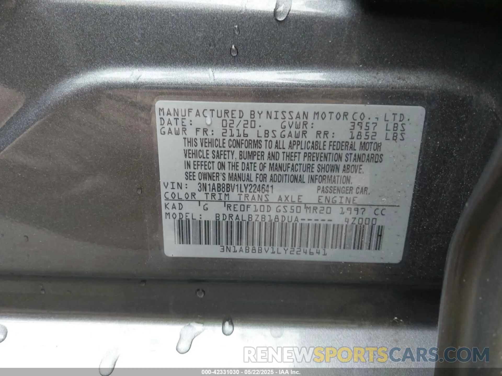 9 Photograph of a damaged car 3N1AB8BV1LY224641 NISSAN SENTRA 2020