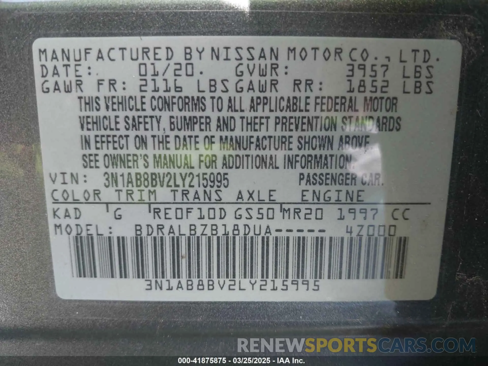 9 Photograph of a damaged car 3N1AB8BV2LY215995 NISSAN SENTRA 2020