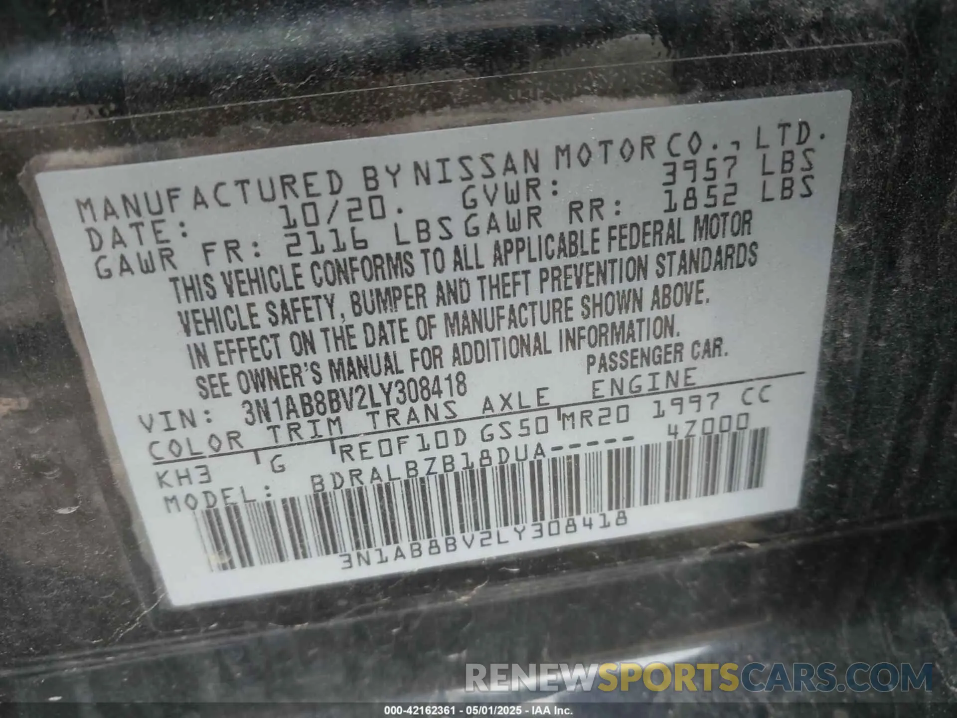 9 Photograph of a damaged car 3N1AB8BV2LY308418 NISSAN SENTRA 2020
