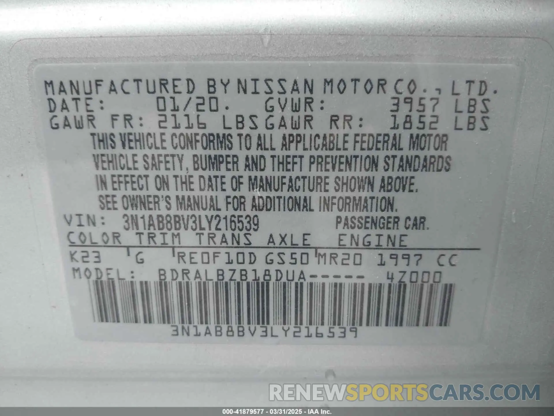 9 Photograph of a damaged car 3N1AB8BV3LY216539 NISSAN SENTRA 2020