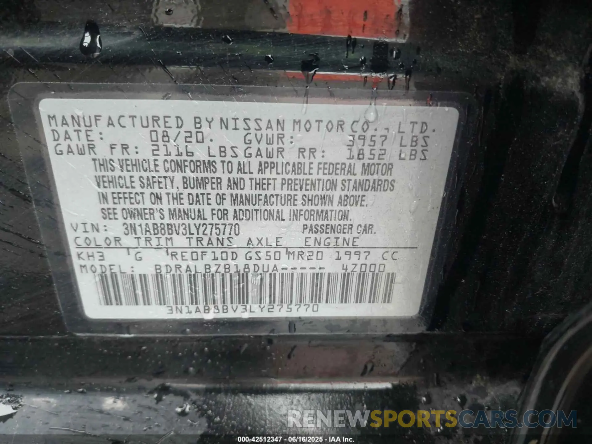 9 Photograph of a damaged car 3N1AB8BV3LY275770 NISSAN SENTRA 2020