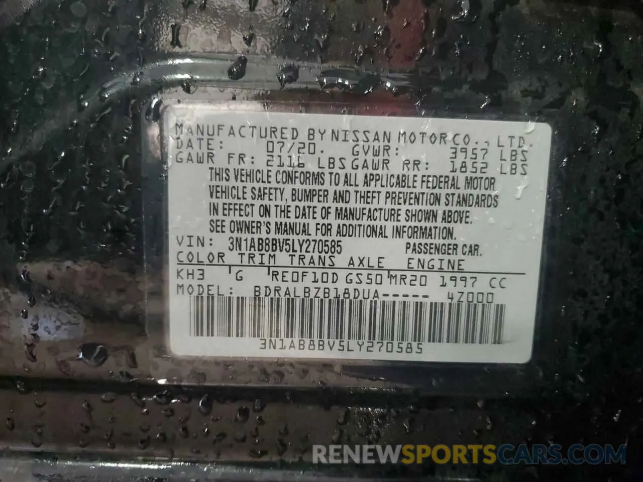 12 Photograph of a damaged car 3N1AB8BV5LY270585 NISSAN SENTRA 2020