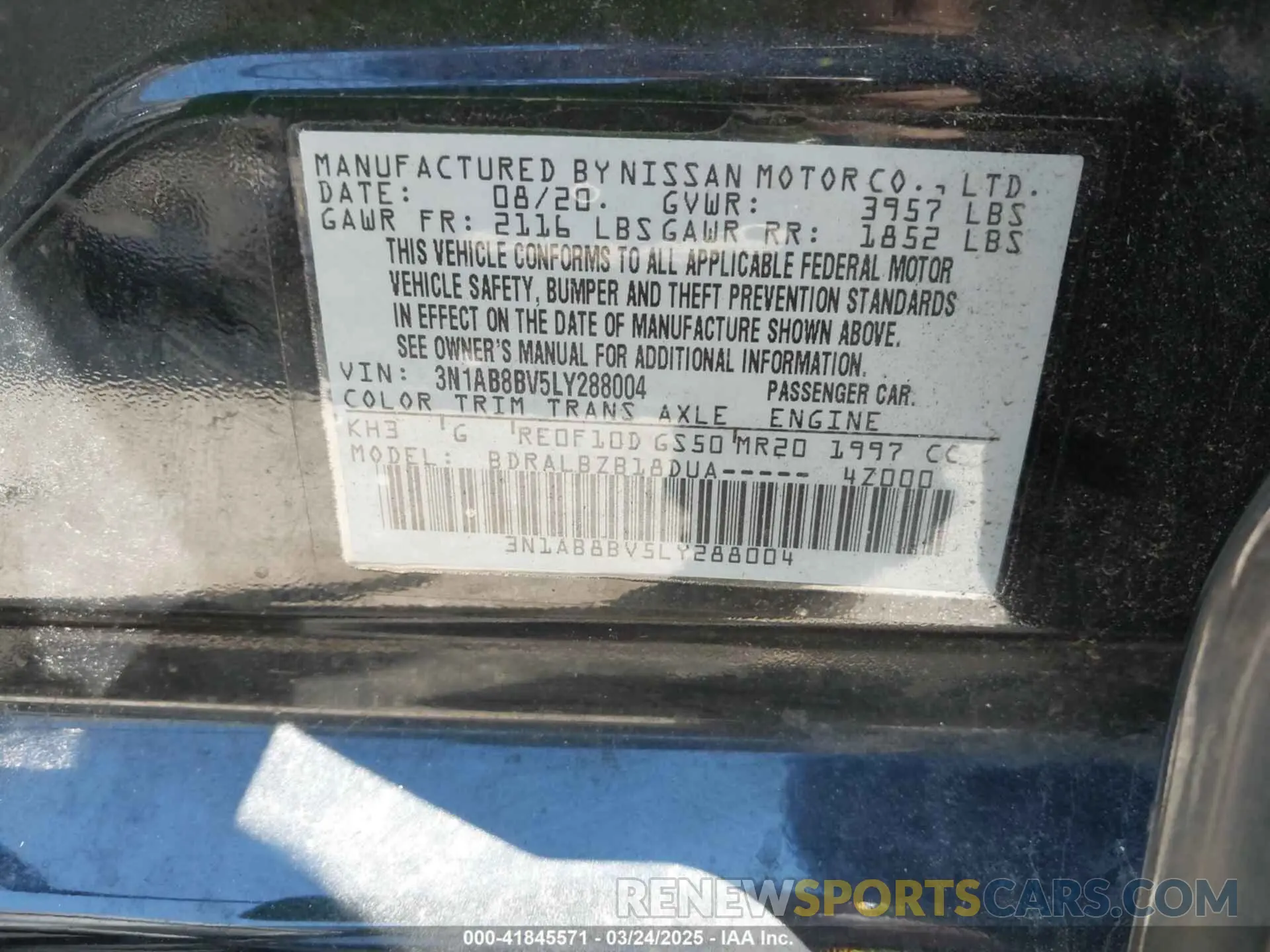 9 Photograph of a damaged car 3N1AB8BV5LY288004 NISSAN SENTRA 2020
