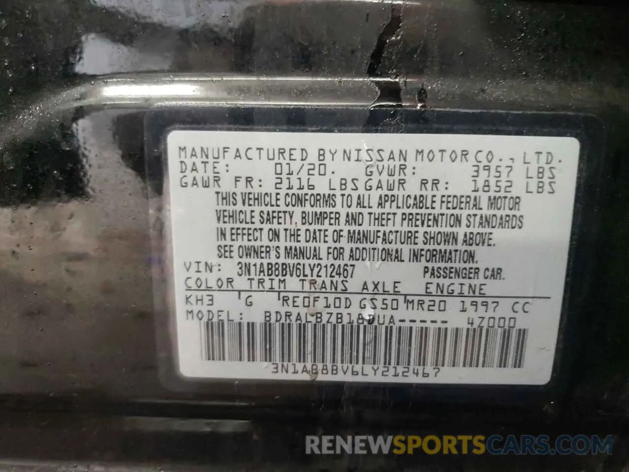13 Photograph of a damaged car 3N1AB8BV6LY212467 NISSAN SENTRA 2020