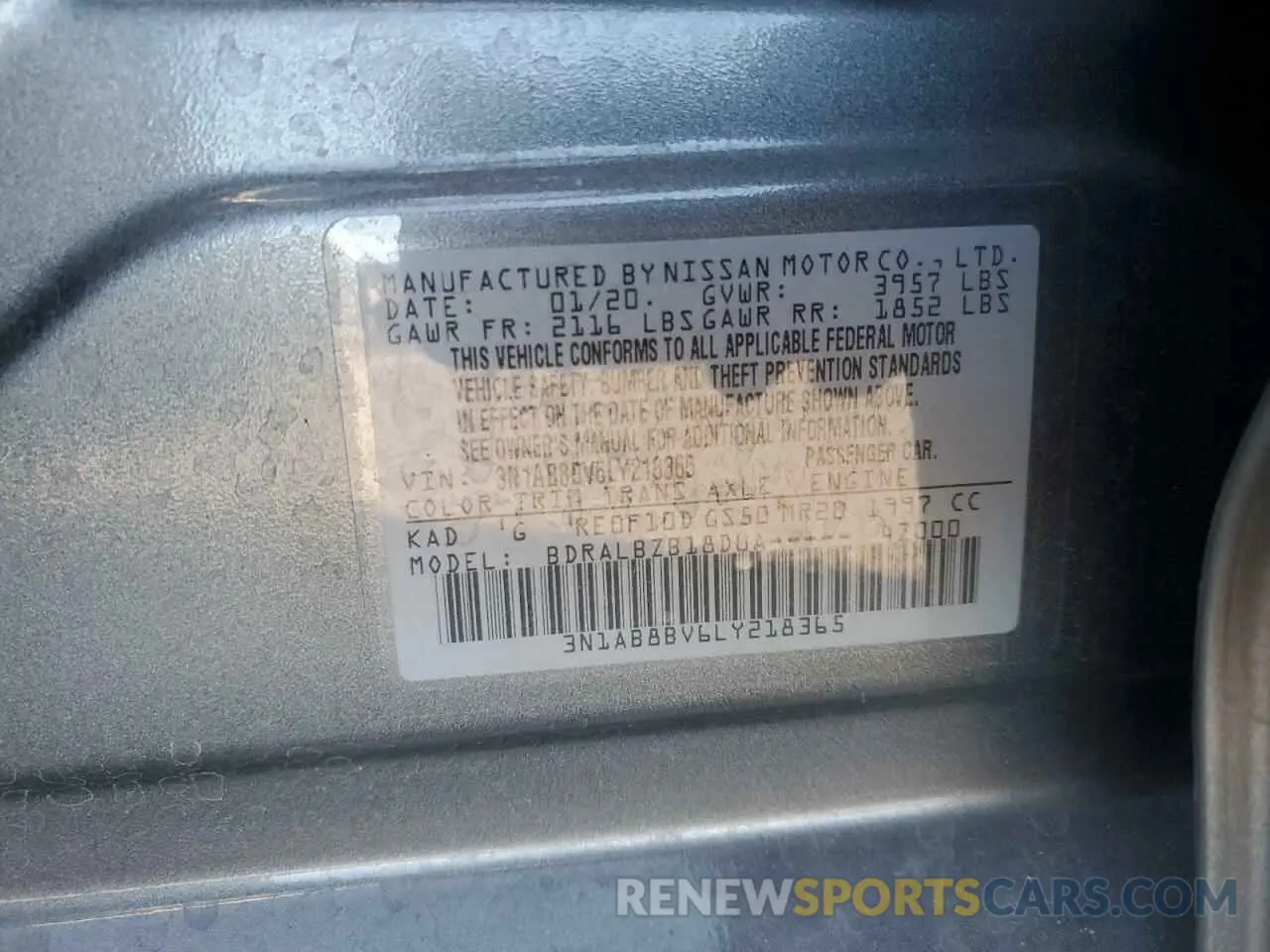 14 Photograph of a damaged car 3N1AB8BV6LY218365 NISSAN SENTRA 2020