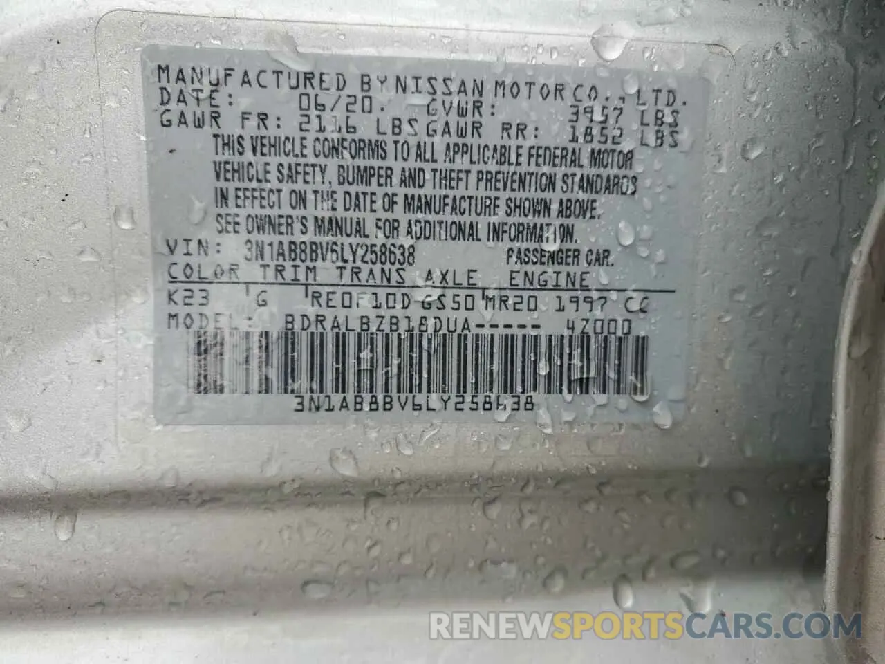 12 Photograph of a damaged car 3N1AB8BV6LY258638 NISSAN SENTRA 2020