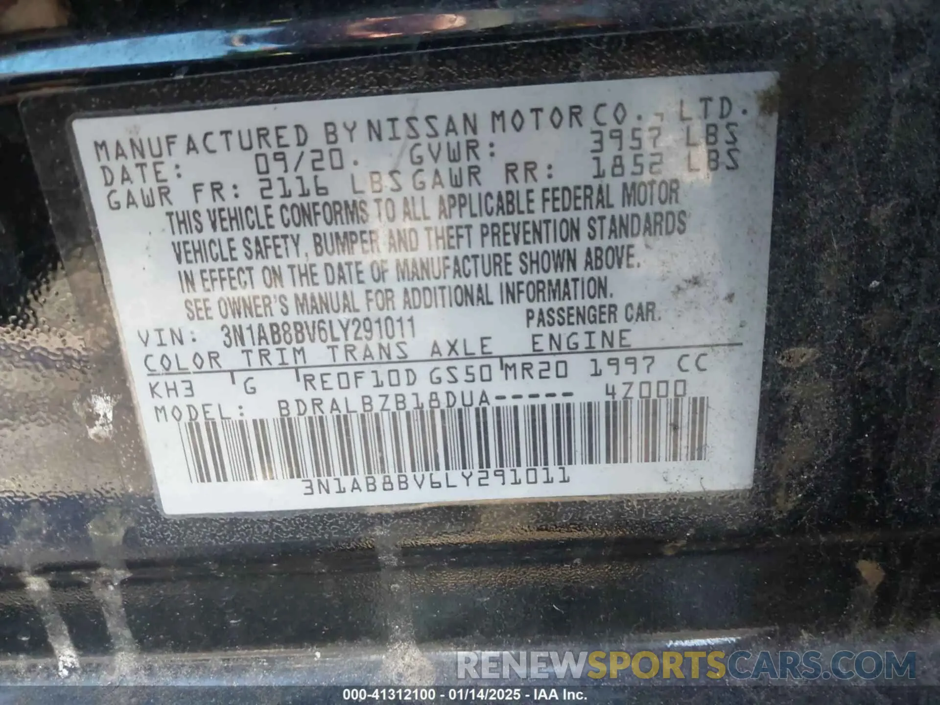 9 Photograph of a damaged car 3N1AB8BV6LY291011 NISSAN SENTRA 2020