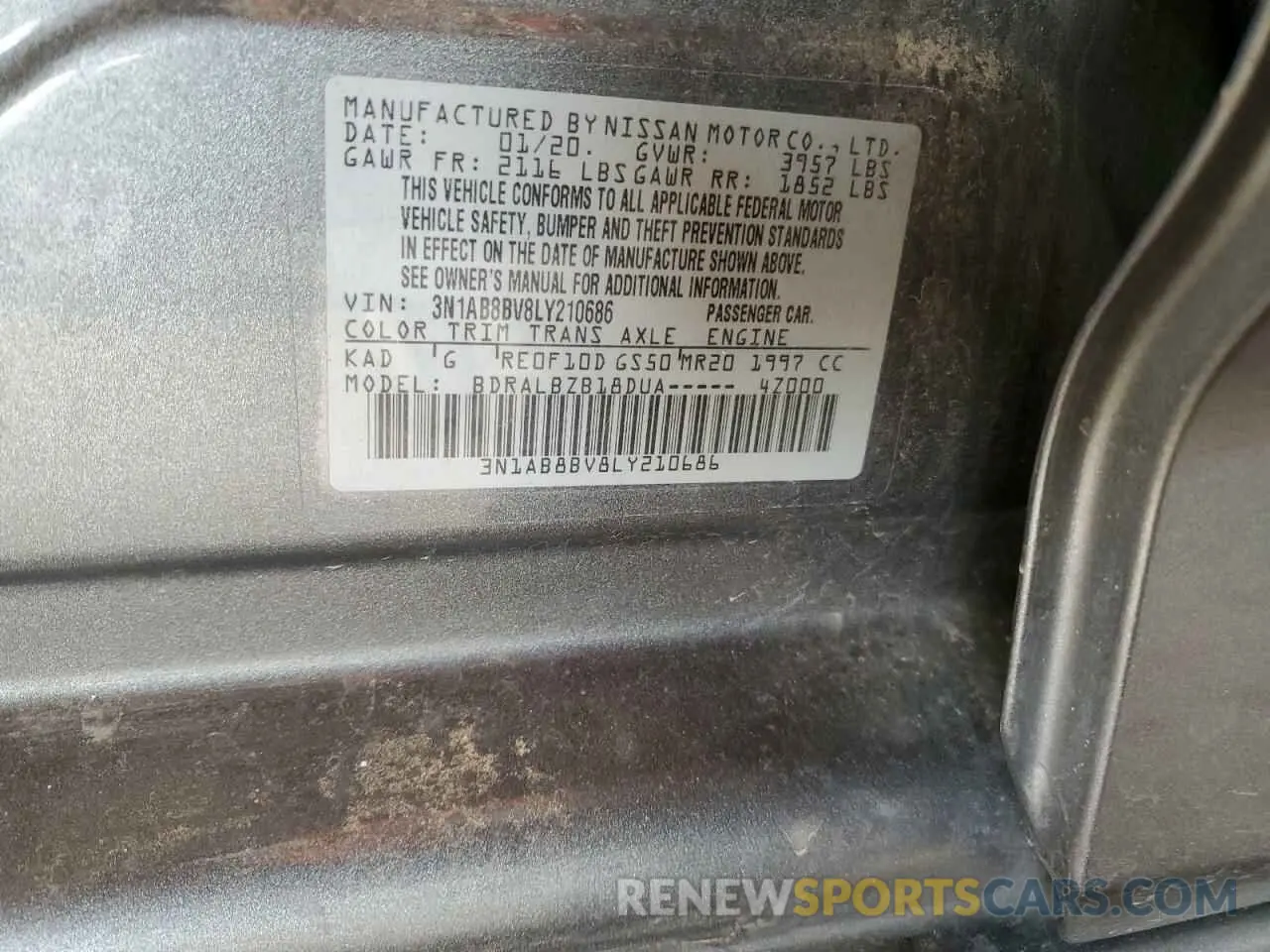12 Photograph of a damaged car 3N1AB8BV8LY210686 NISSAN SENTRA 2020
