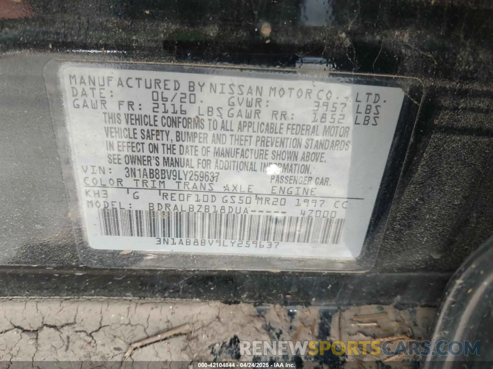 9 Photograph of a damaged car 3N1AB8BV9LY259637 NISSAN SENTRA 2020