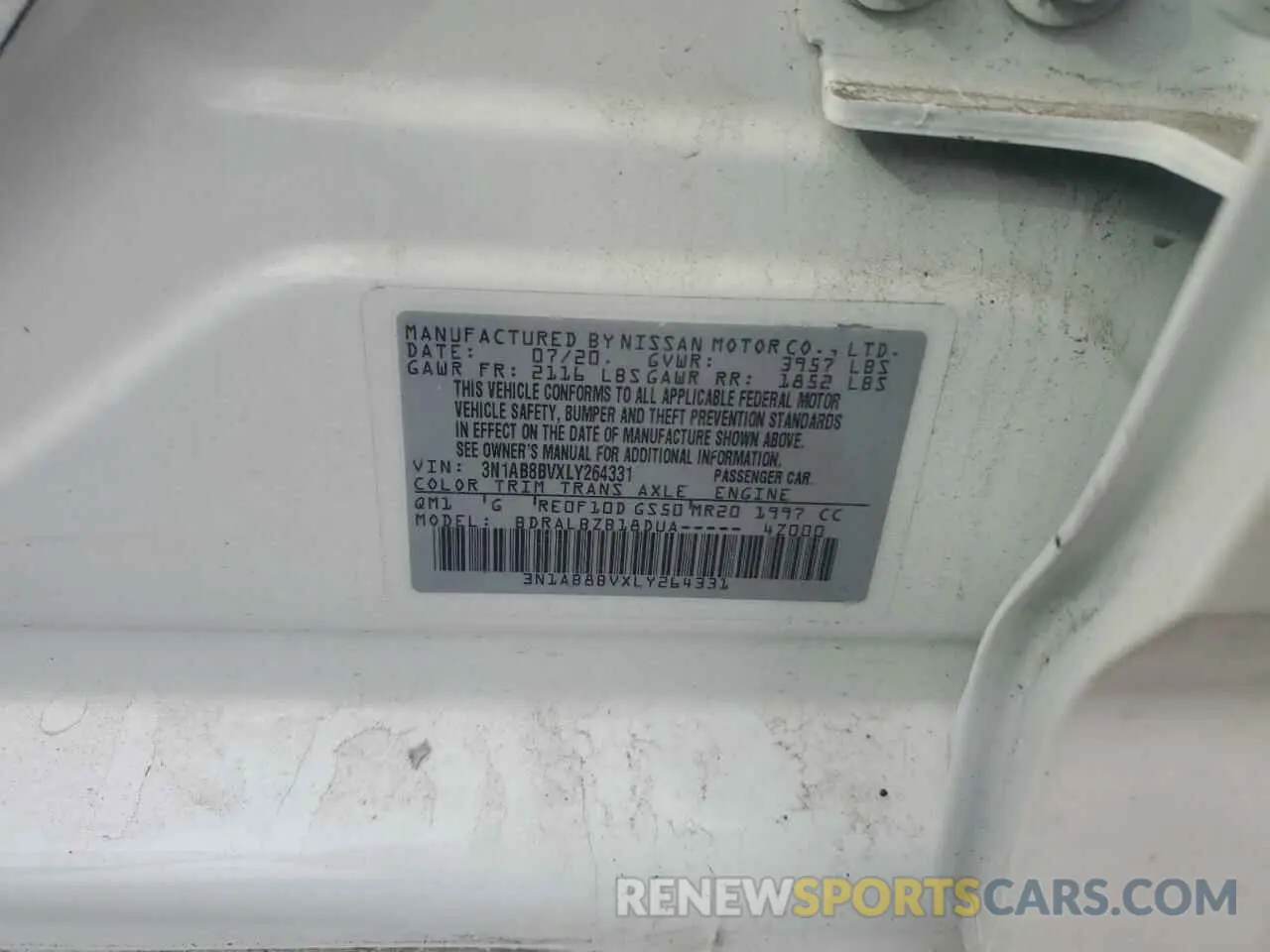 12 Photograph of a damaged car 3N1AB8BVXLY264331 NISSAN SENTRA 2020