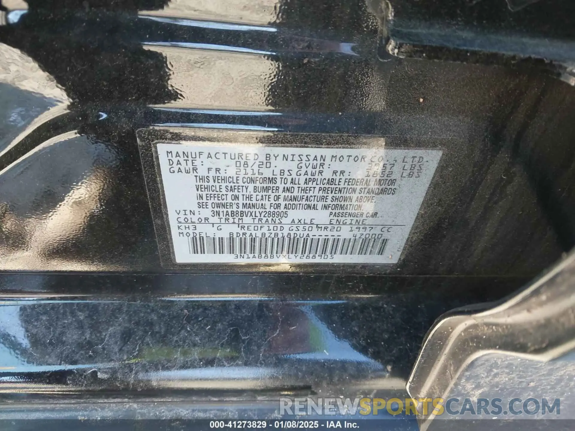 9 Photograph of a damaged car 3N1AB8BVXLY288905 NISSAN SENTRA 2020
