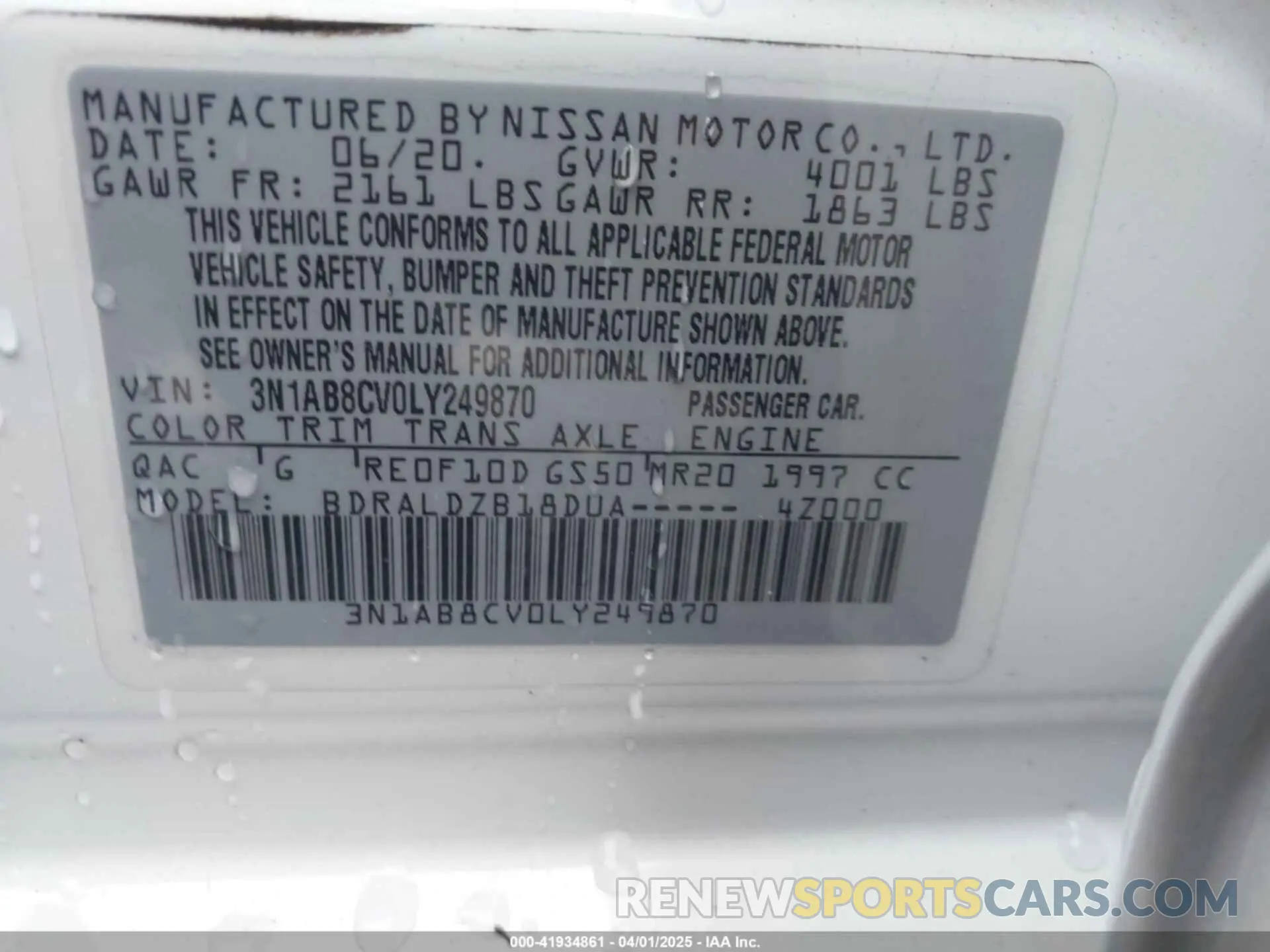 9 Photograph of a damaged car 3N1AB8CV0LY249870 NISSAN SENTRA 2020