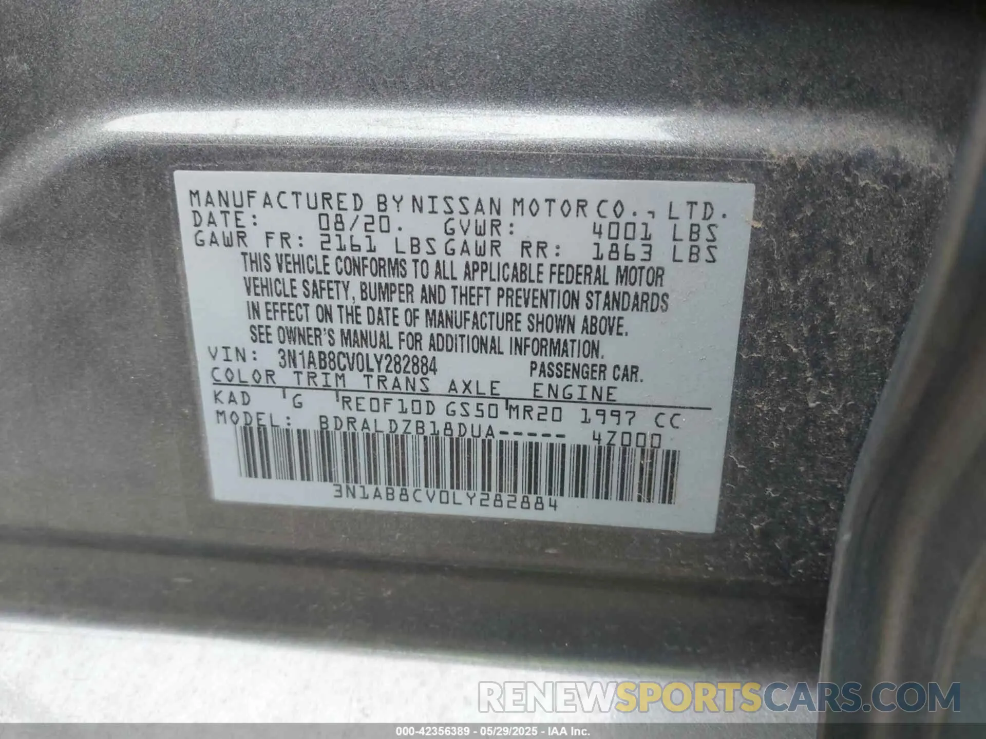 9 Photograph of a damaged car 3N1AB8CV0LY282884 NISSAN SENTRA 2020