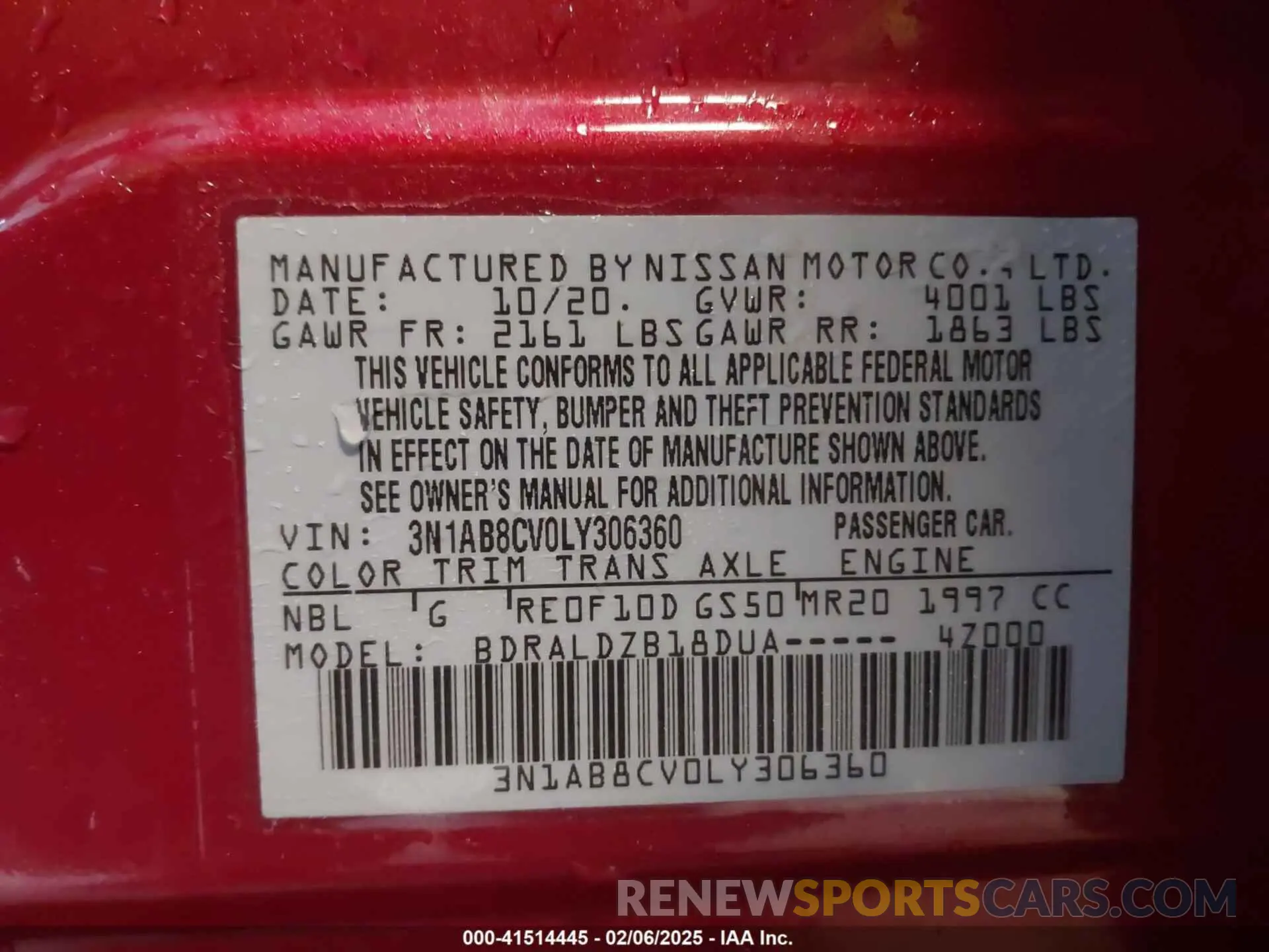 9 Photograph of a damaged car 3N1AB8CV0LY306360 NISSAN SENTRA 2020