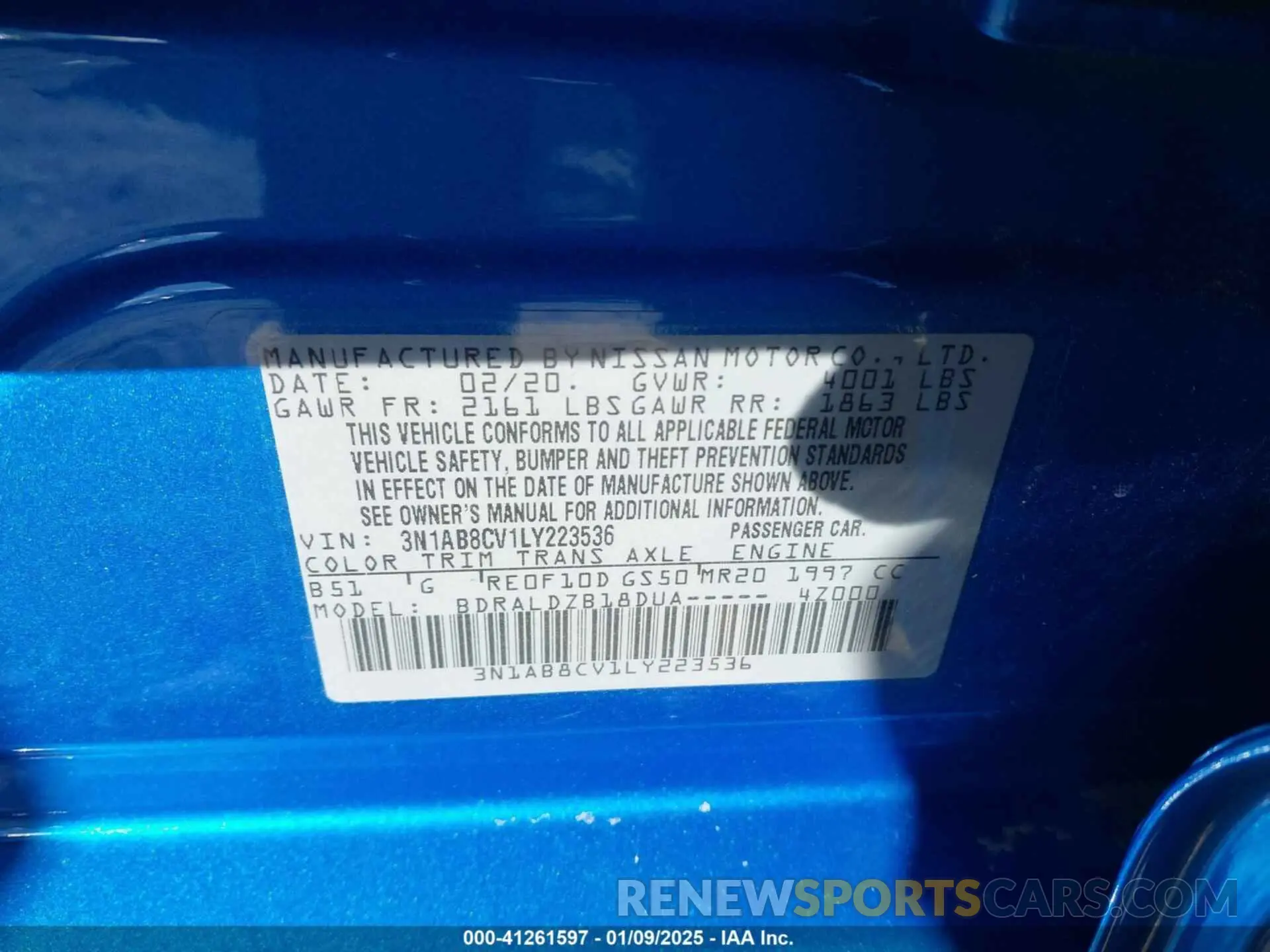 9 Photograph of a damaged car 3N1AB8CV1LY223536 NISSAN SENTRA 2020