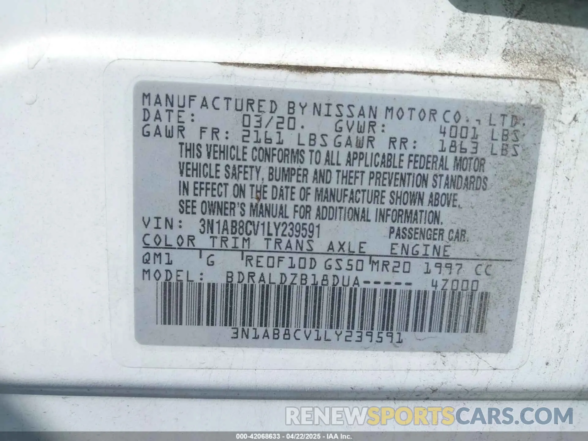 9 Photograph of a damaged car 3N1AB8CV1LY239591 NISSAN SENTRA 2020