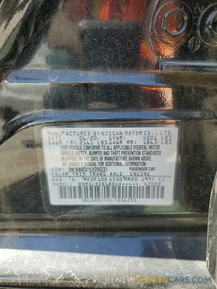 12 Photograph of a damaged car 3N1AB8CV1LY256231 NISSAN SENTRA 2020