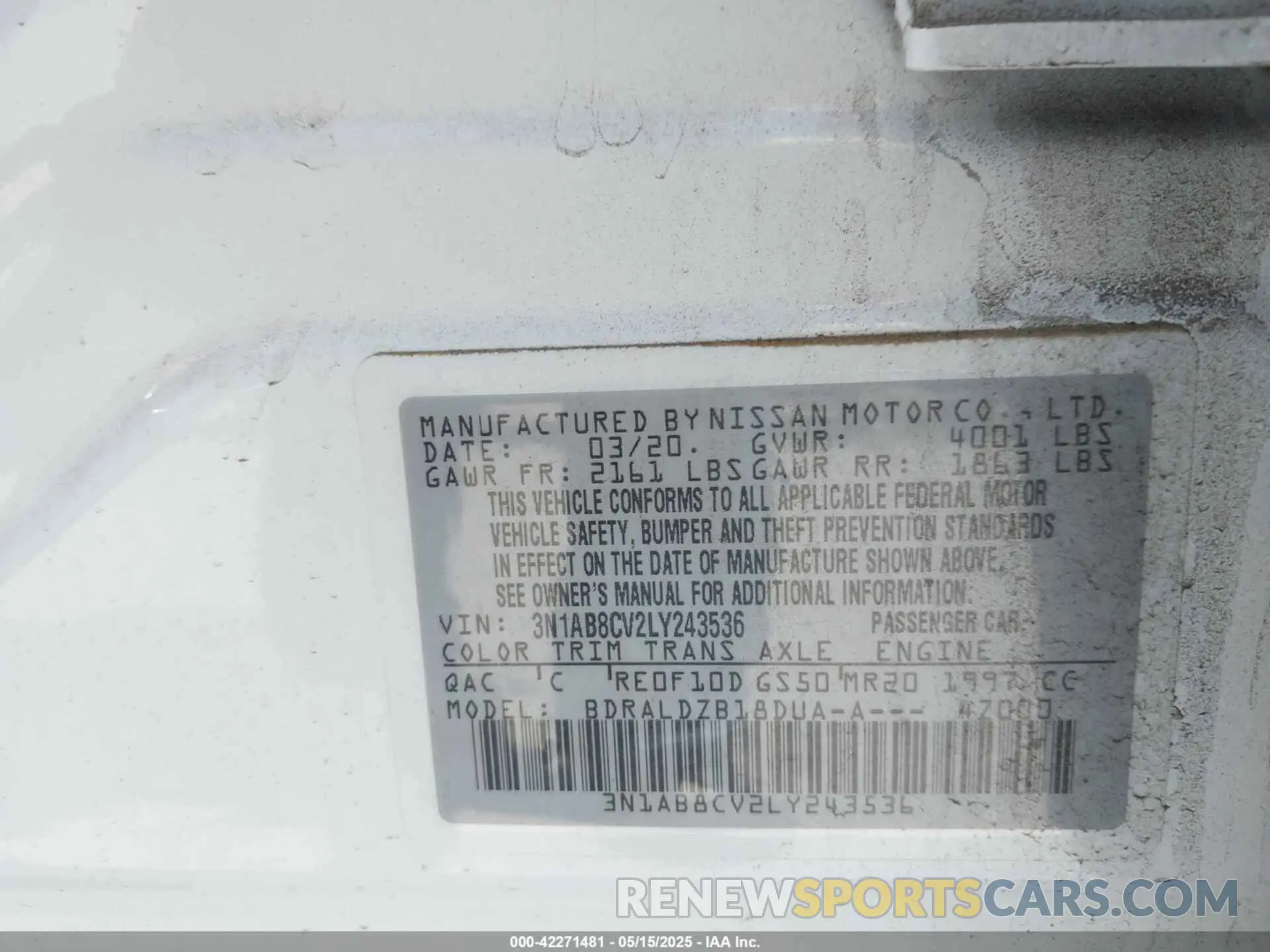 9 Photograph of a damaged car 3N1AB8CV2LY243536 NISSAN SENTRA 2020