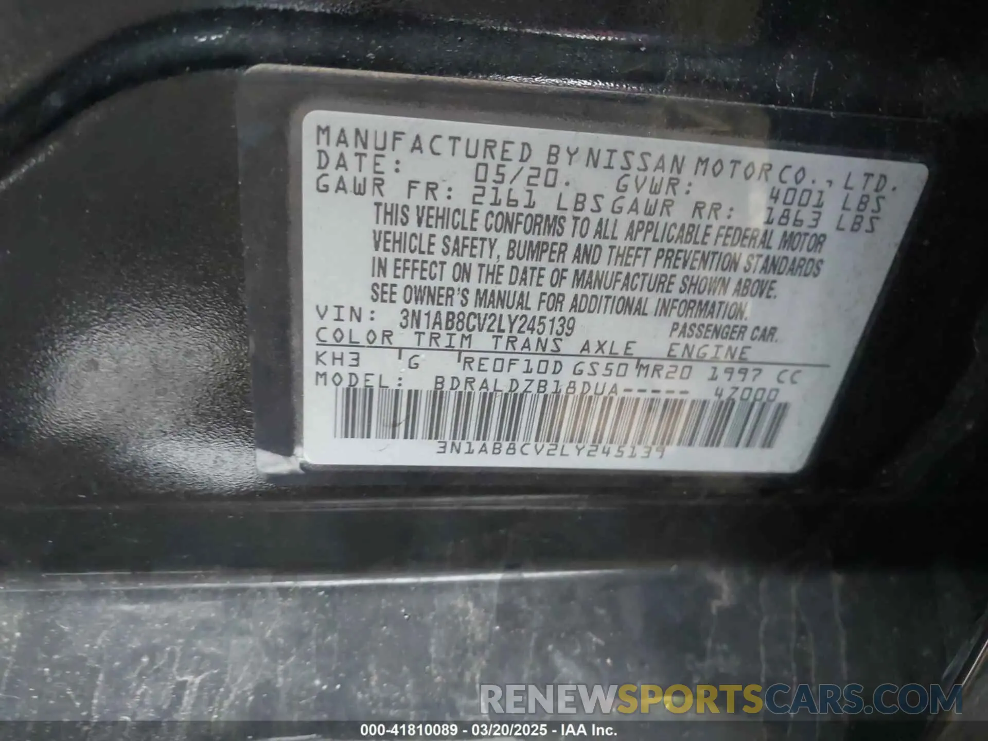 9 Photograph of a damaged car 3N1AB8CV2LY245139 NISSAN SENTRA 2020
