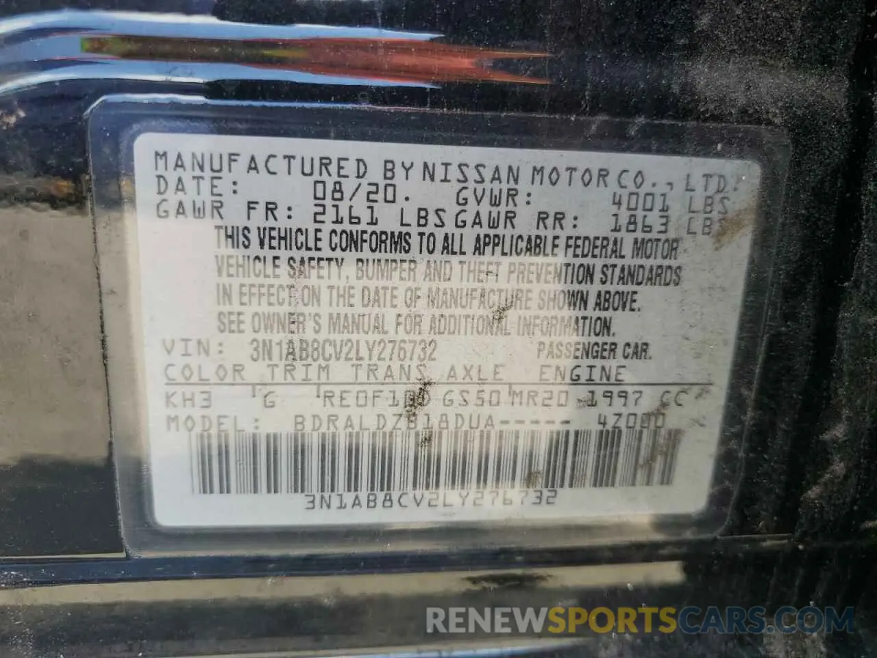 12 Photograph of a damaged car 3N1AB8CV2LY276732 NISSAN SENTRA 2020