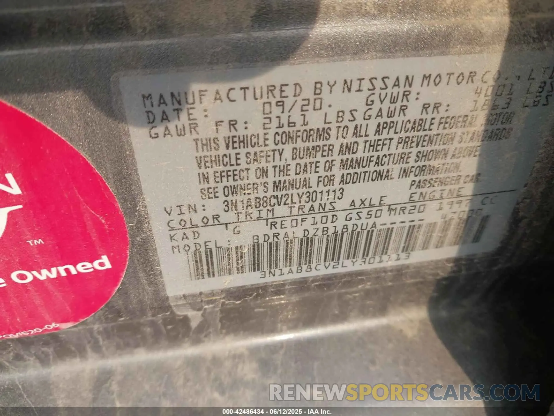 9 Photograph of a damaged car 3N1AB8CV2LY301113 NISSAN SENTRA 2020