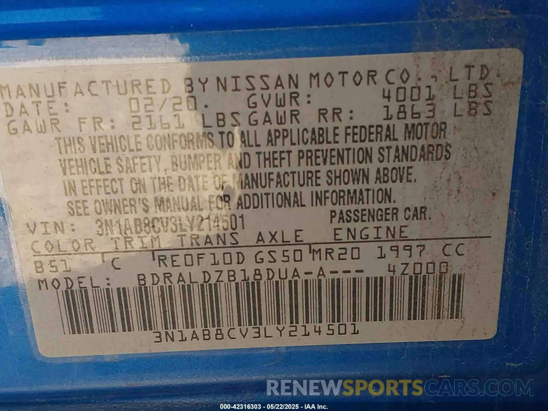 9 Photograph of a damaged car 3N1AB8CV3LY214501 NISSAN SENTRA 2020