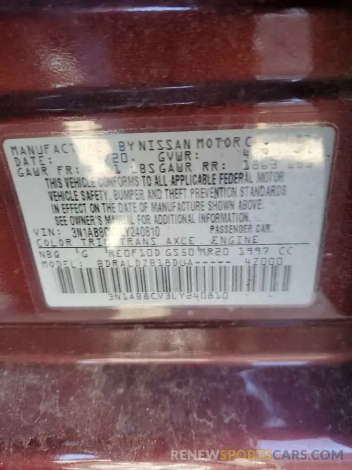 12 Photograph of a damaged car 3N1AB8CV3LY240810 NISSAN SENTRA 2020