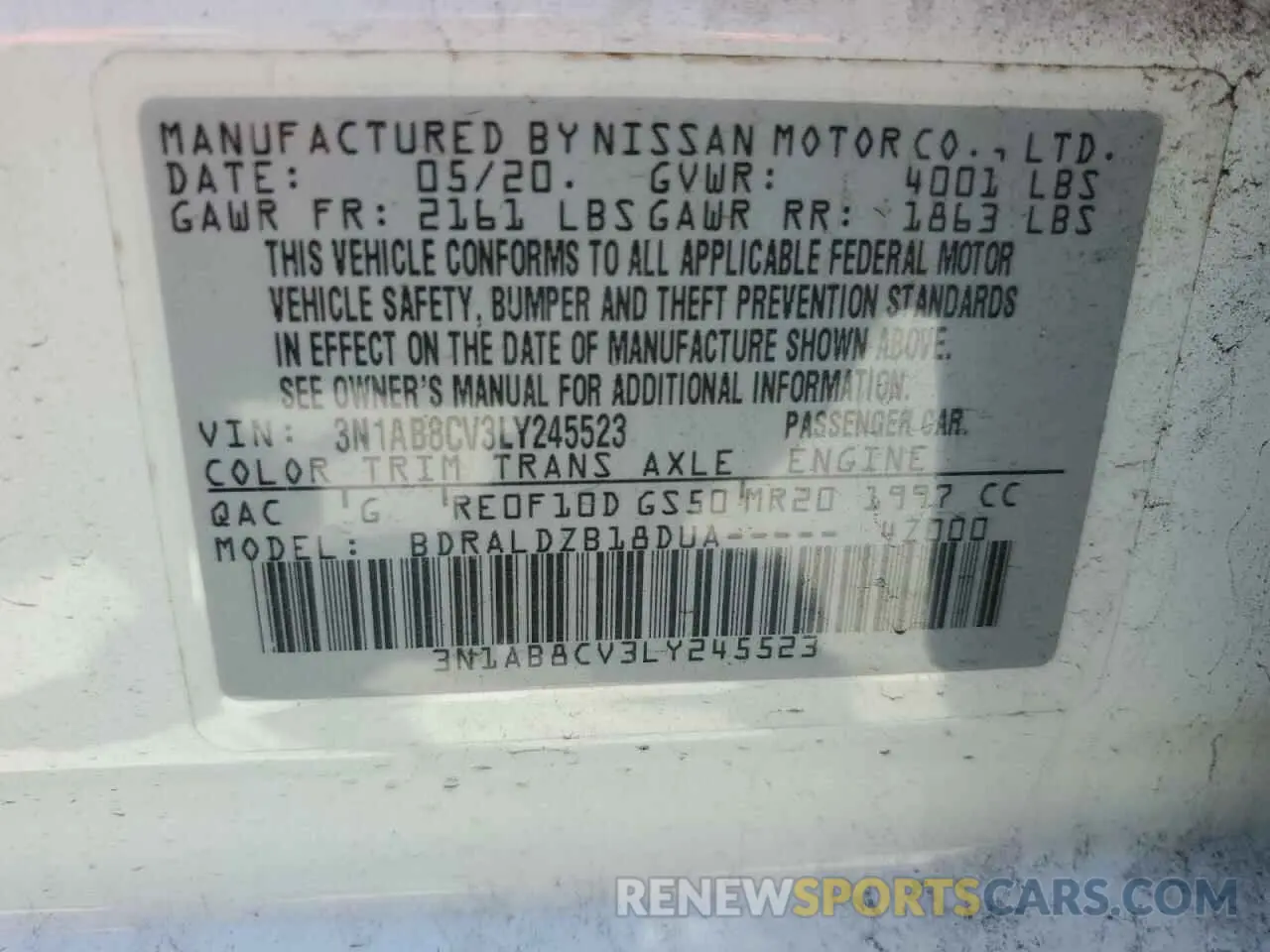 12 Photograph of a damaged car 3N1AB8CV3LY245523 NISSAN SENTRA 2020