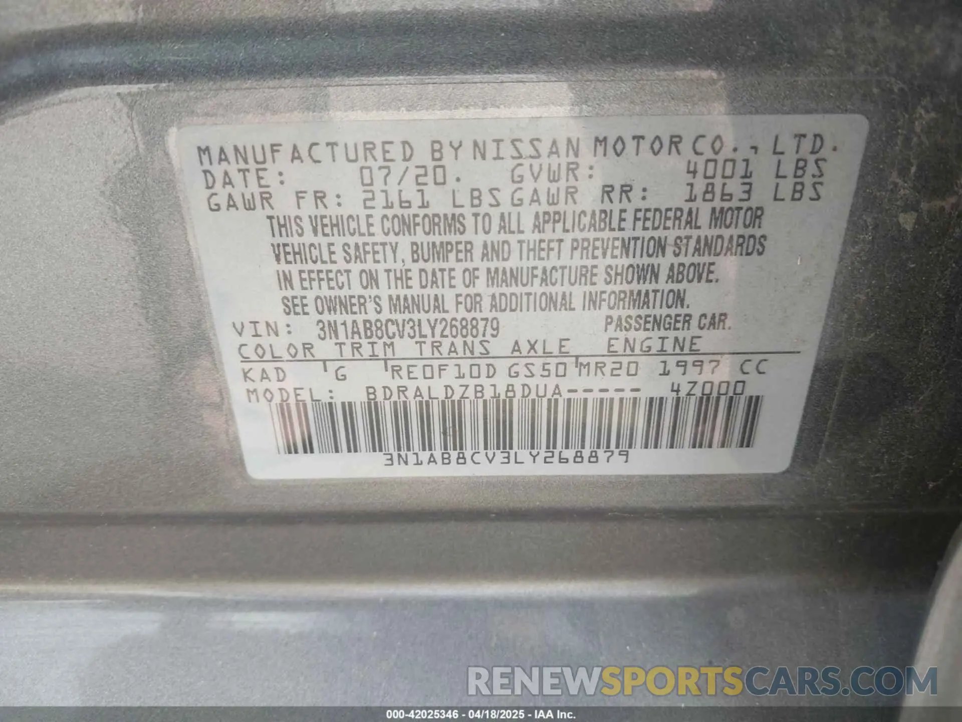 9 Photograph of a damaged car 3N1AB8CV3LY268879 NISSAN SENTRA 2020