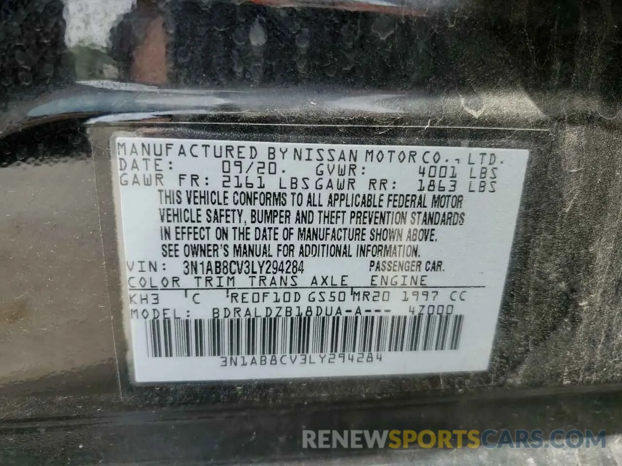 12 Photograph of a damaged car 3N1AB8CV3LY294284 NISSAN SENTRA 2020