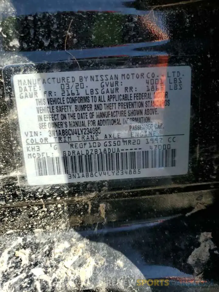14 Photograph of a damaged car 3N1AB8CV4LY234885 NISSAN SENTRA 2020