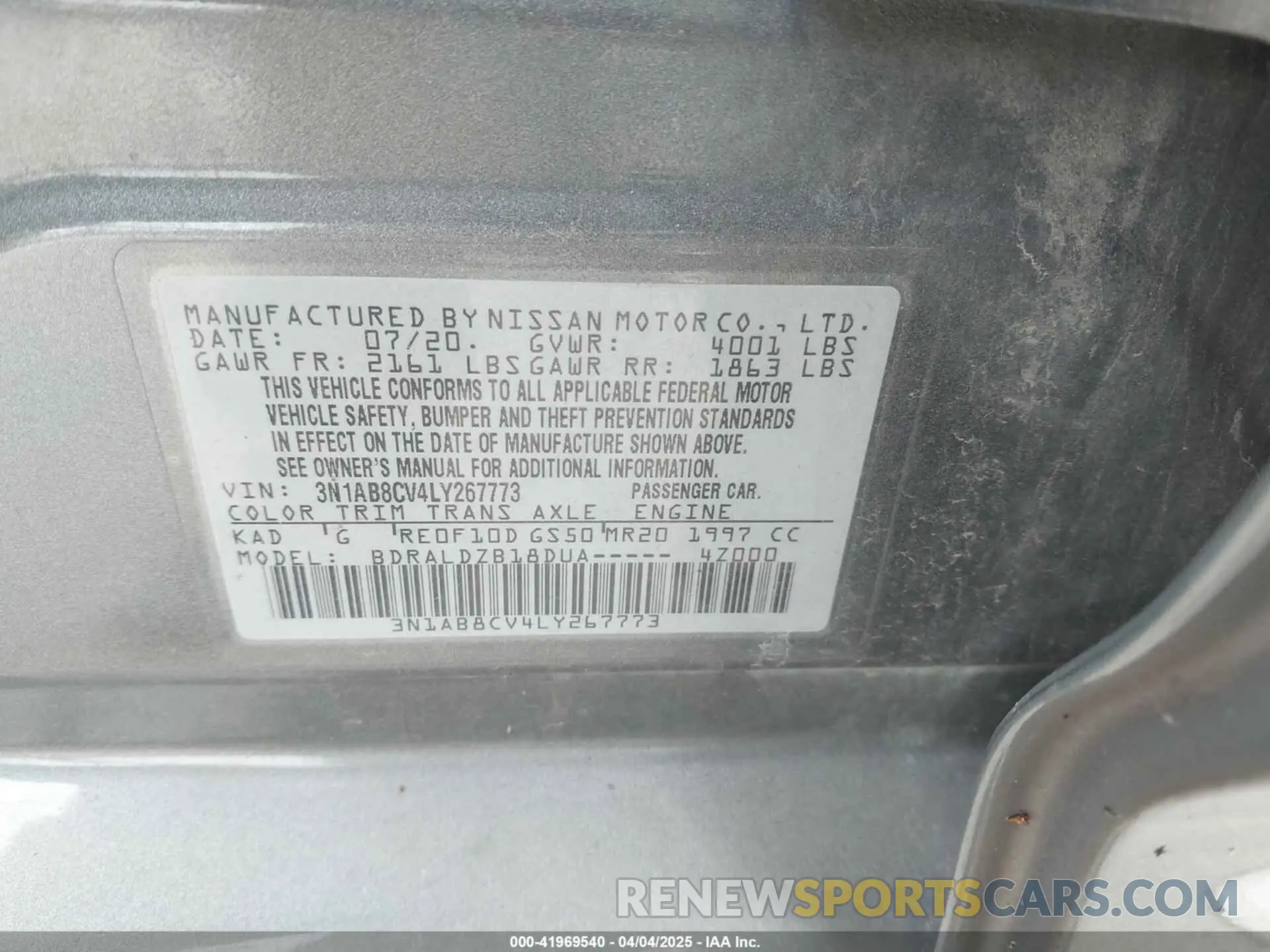 9 Photograph of a damaged car 3N1AB8CV4LY267773 NISSAN SENTRA 2020