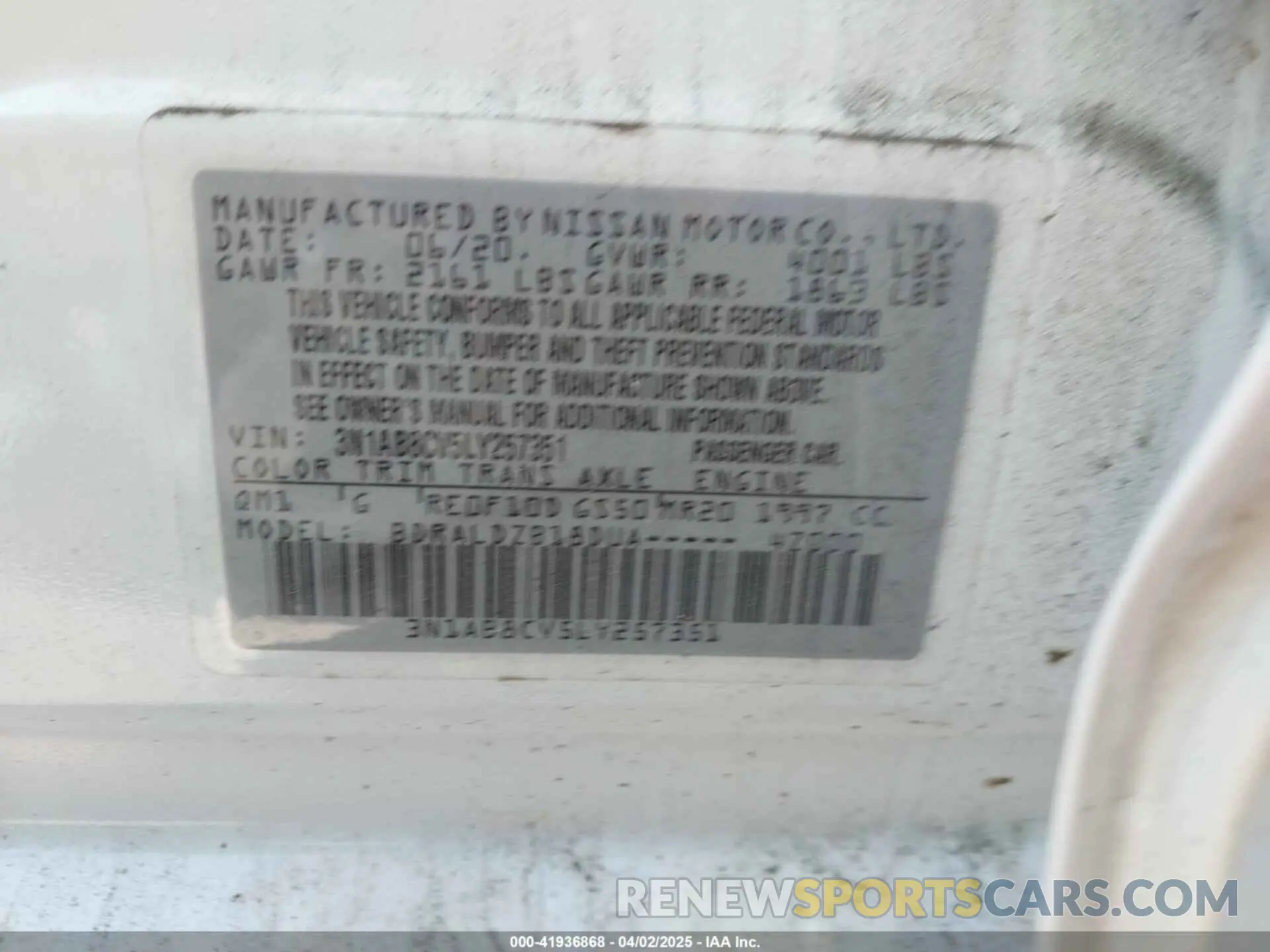 9 Photograph of a damaged car 3N1AB8CV5LY257351 NISSAN SENTRA 2020