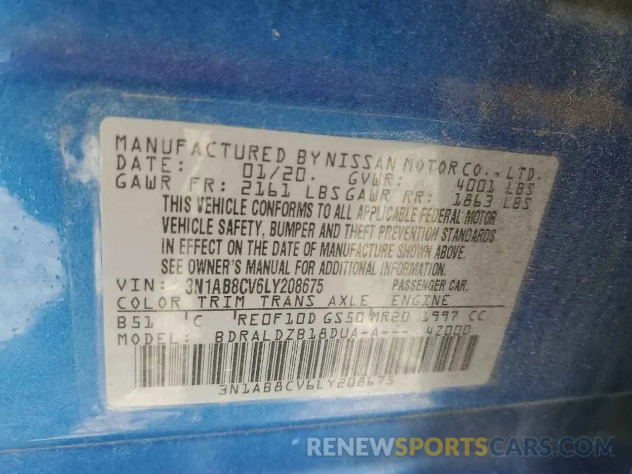 12 Photograph of a damaged car 3N1AB8CV6LY208675 NISSAN SENTRA 2020