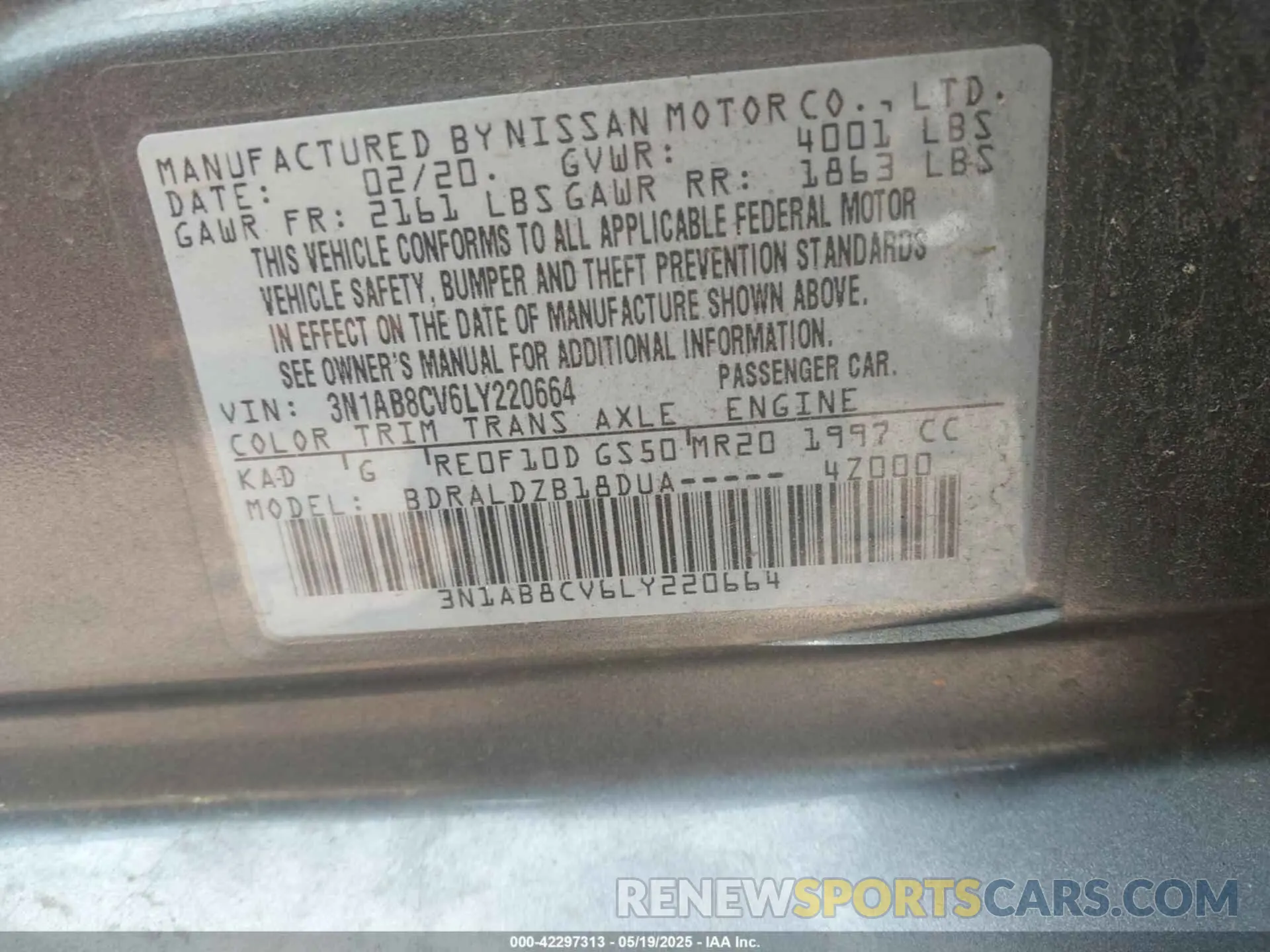 9 Photograph of a damaged car 3N1AB8CV6LY220664 NISSAN SENTRA 2020
