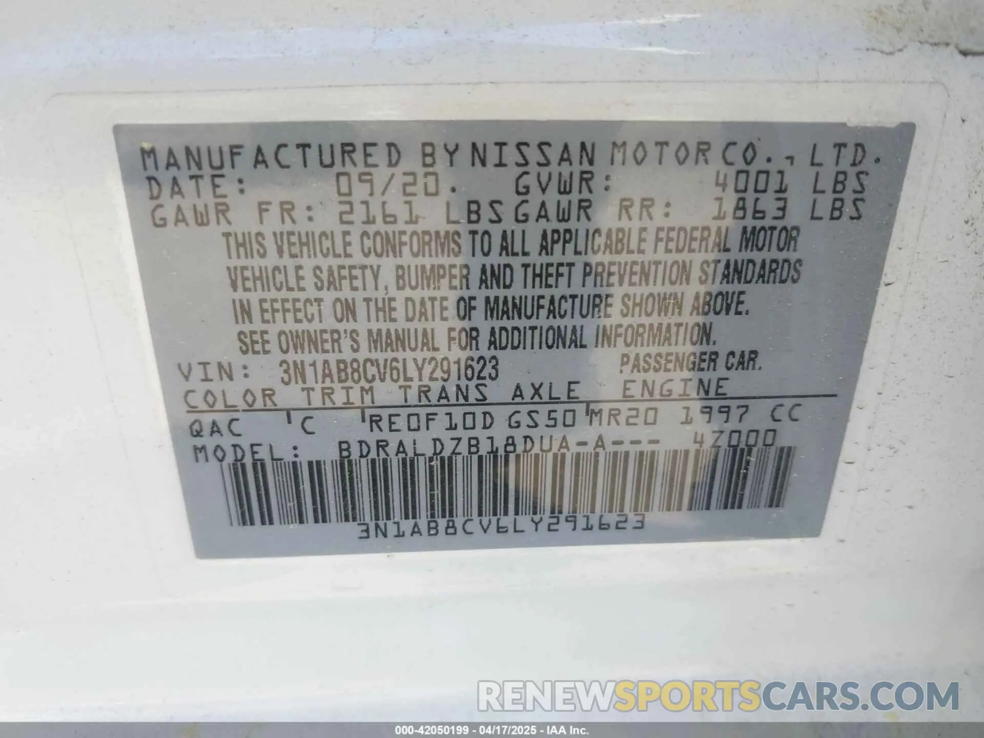9 Photograph of a damaged car 3N1AB8CV6LY291623 NISSAN SENTRA 2020