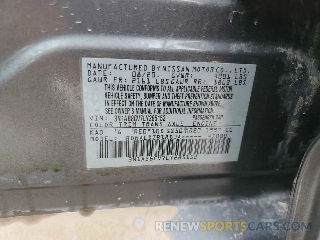 12 Photograph of a damaged car 3N1AB8CV7LY285152 NISSAN SENTRA 2020
